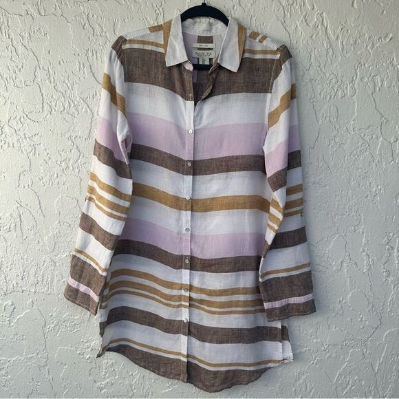 RACHEL ZOE Shirt Dress Women Small Linen Button Down Lagenlook - Picture 1 of 9